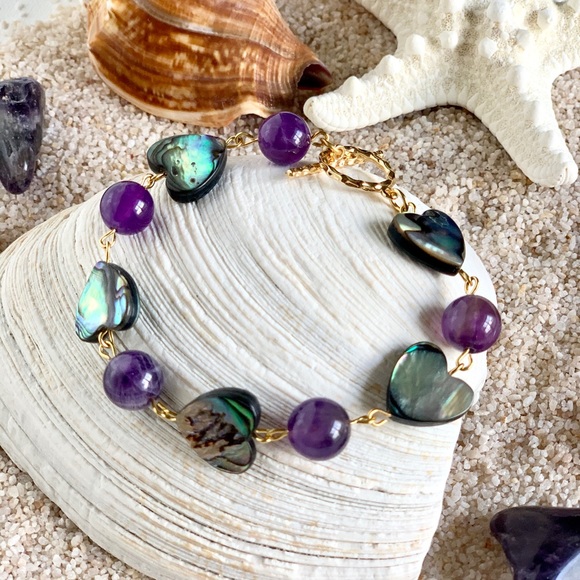 Abalone & Gemstone Beaded Bracelet - Picture 5 of 8